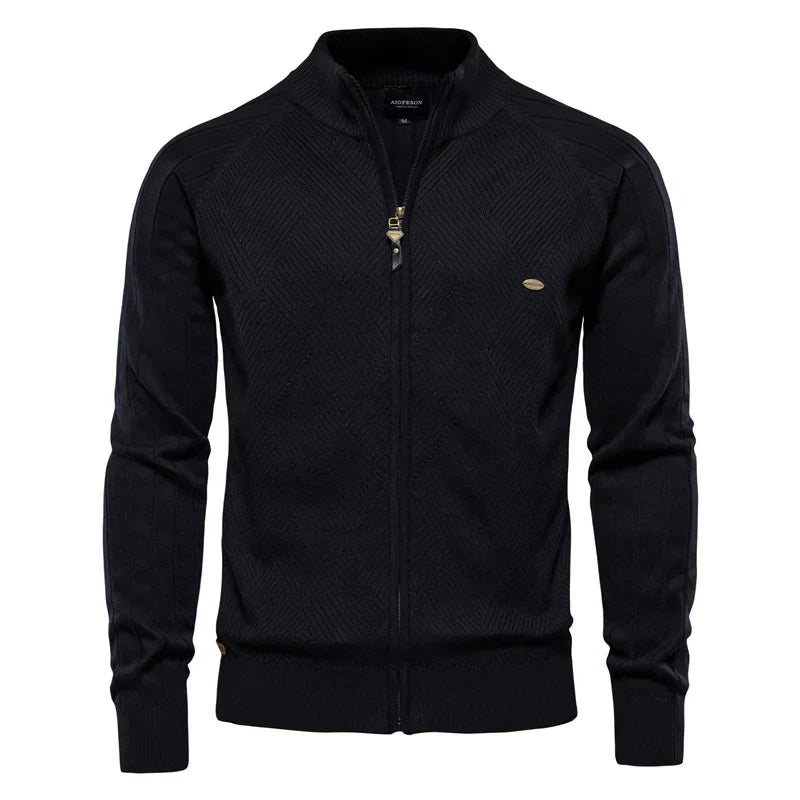Gilet Erik en maille zippé, coloris noir, vue de face