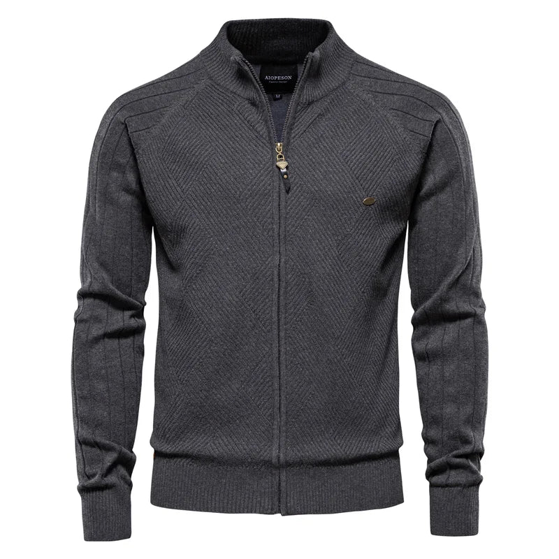 Gilet Erik en maille zippé, coloris gris foncé, vue de face